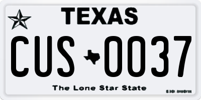 TX license plate CUS0037