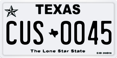 TX license plate CUS0045