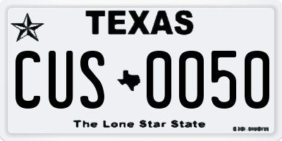 TX license plate CUS0050