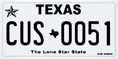 TX license plate CUS0051