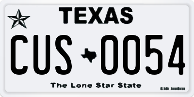 TX license plate CUS0054