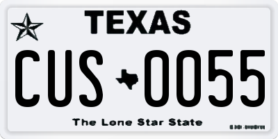 TX license plate CUS0055