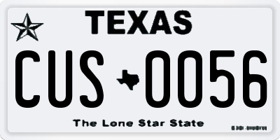 TX license plate CUS0056