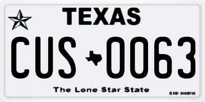 TX license plate CUS0063
