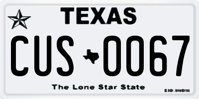 TX license plate CUS0067