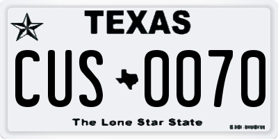 TX license plate CUS0070