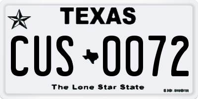 TX license plate CUS0072