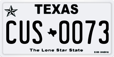 TX license plate CUS0073