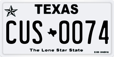TX license plate CUS0074