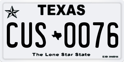 TX license plate CUS0076