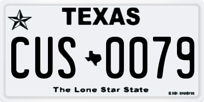 TX license plate CUS0079