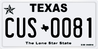 TX license plate CUS0081