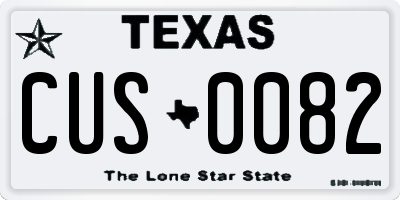 TX license plate CUS0082