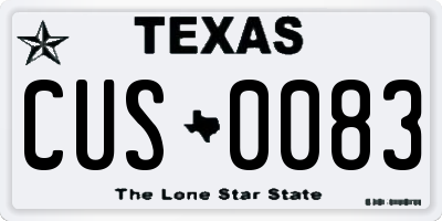 TX license plate CUS0083