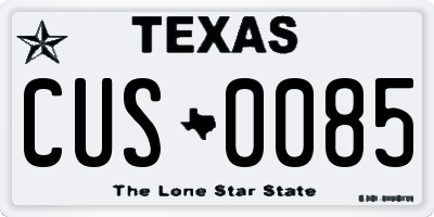 TX license plate CUS0085