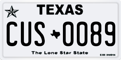 TX license plate CUS0089