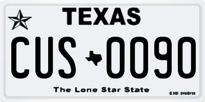 TX license plate CUS0090