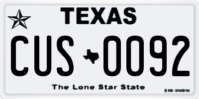 TX license plate CUS0092