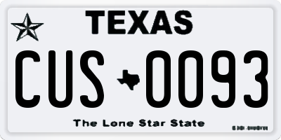 TX license plate CUS0093