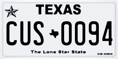 TX license plate CUS0094
