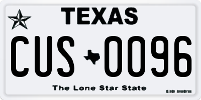 TX license plate CUS0096
