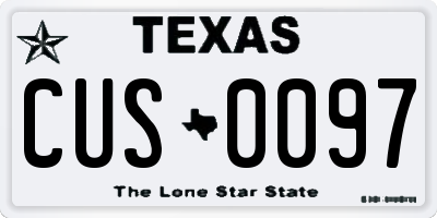 TX license plate CUS0097