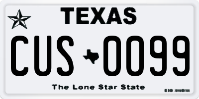 TX license plate CUS0099
