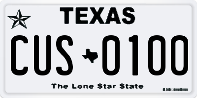 TX license plate CUS0100