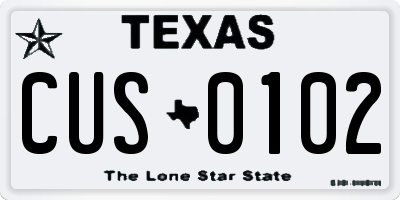 TX license plate CUS0102