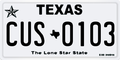 TX license plate CUS0103