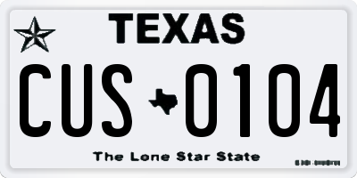 TX license plate CUS0104