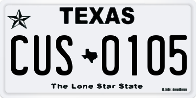 TX license plate CUS0105