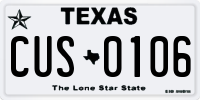 TX license plate CUS0106