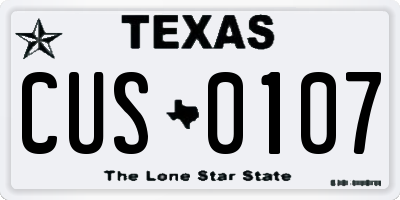 TX license plate CUS0107
