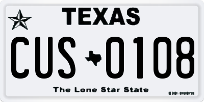 TX license plate CUS0108