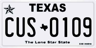 TX license plate CUS0109