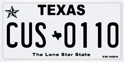 TX license plate CUS0110