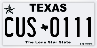 TX license plate CUS0111