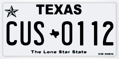 TX license plate CUS0112