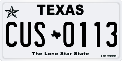 TX license plate CUS0113