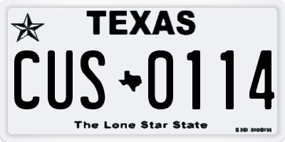 TX license plate CUS0114