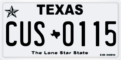 TX license plate CUS0115