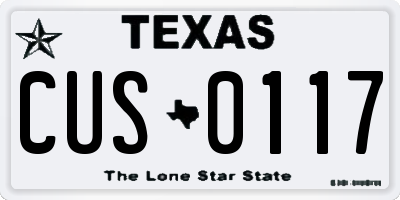 TX license plate CUS0117