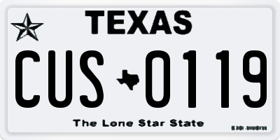 TX license plate CUS0119