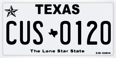 TX license plate CUS0120