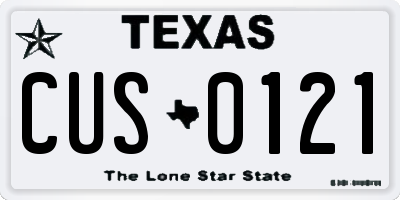 TX license plate CUS0121