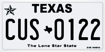 TX license plate CUS0122