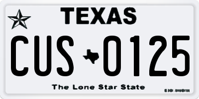 TX license plate CUS0125