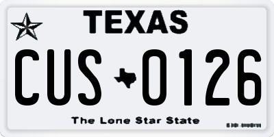 TX license plate CUS0126