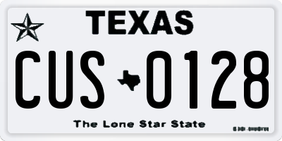 TX license plate CUS0128